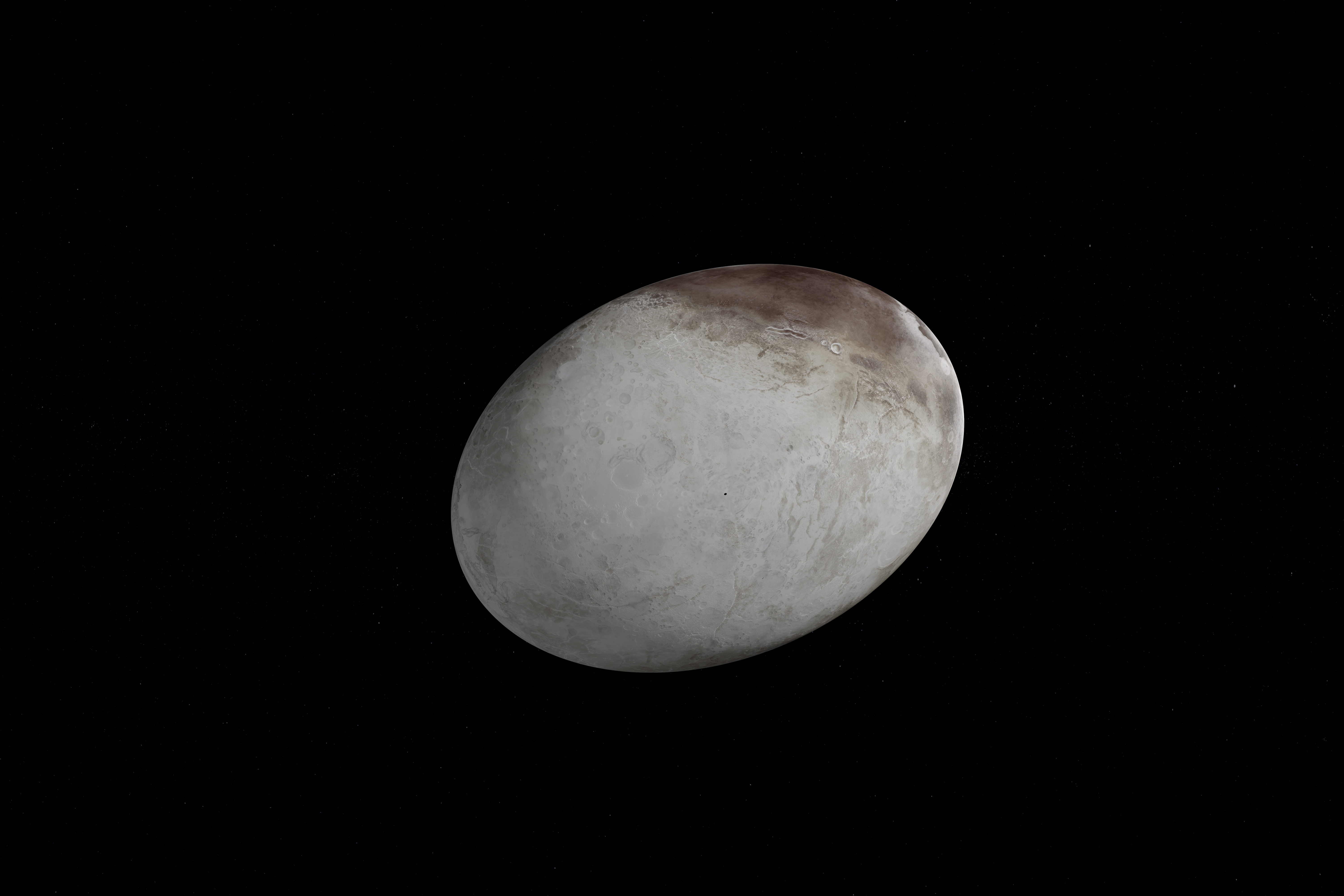 Haumea — the egg-shaped dwarf planet against the black of space
